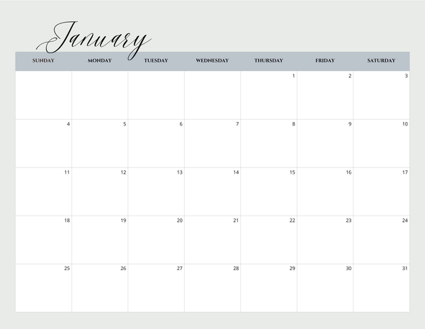 2026 Calendar of Serenity